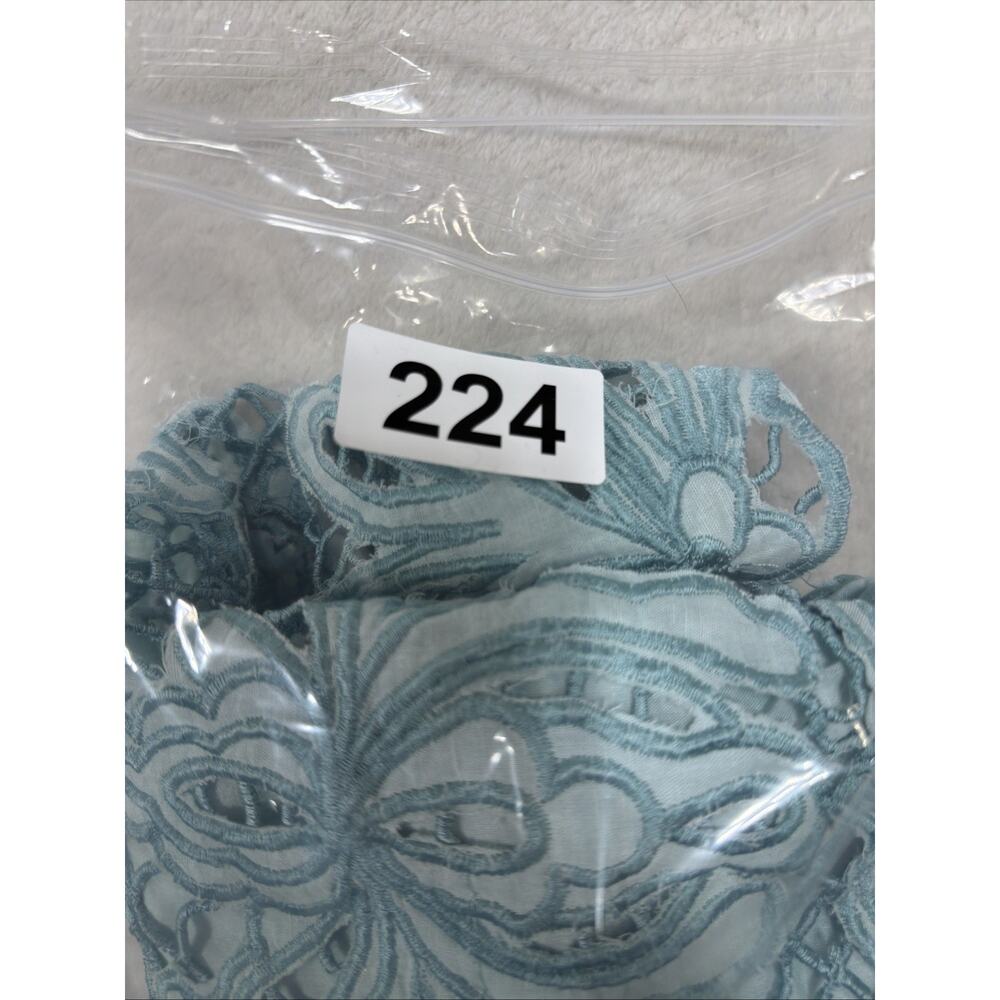 Sundance Lace Crochet Linen Blend Top Cottagecore Boho Prairie Skyblue Women Lg - Picture 15 of 15